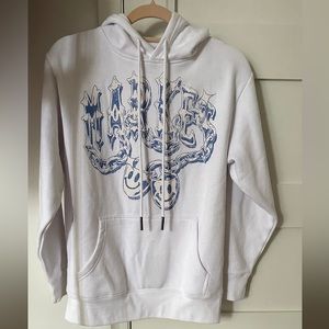 urban outfitters market smiley white blue hoodie